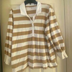 Women’s Loft long sleeved polo shirt XL striped and with collar